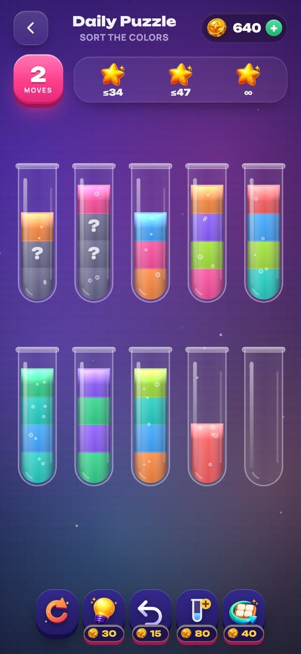 Vials: the daily puzzle board
